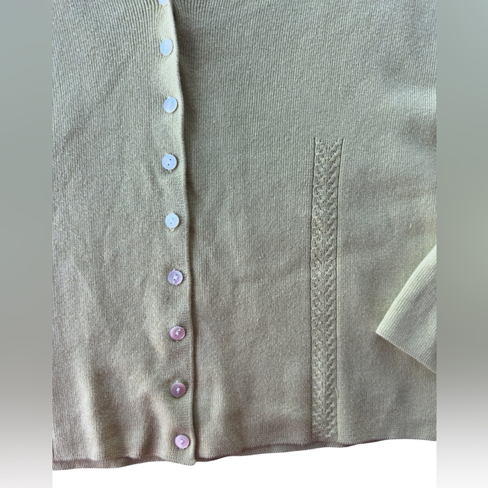 Vintage Valerie Steven’s Green Cotton Embroidered Floral Cardigan XL Cottagecore - Picture 7 of 8